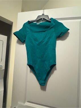 Square Neck Teal Short-Sleeve Bodysuit